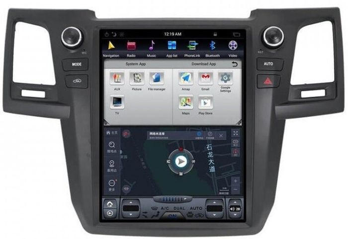 Магнитола для Toyota HiLux 2011-2015 - Kuberg ZF-1257-GE вертикальный экран в стиле "Тесла" на Android 13, Быстрая, CarPlay, 4G SIM-слот