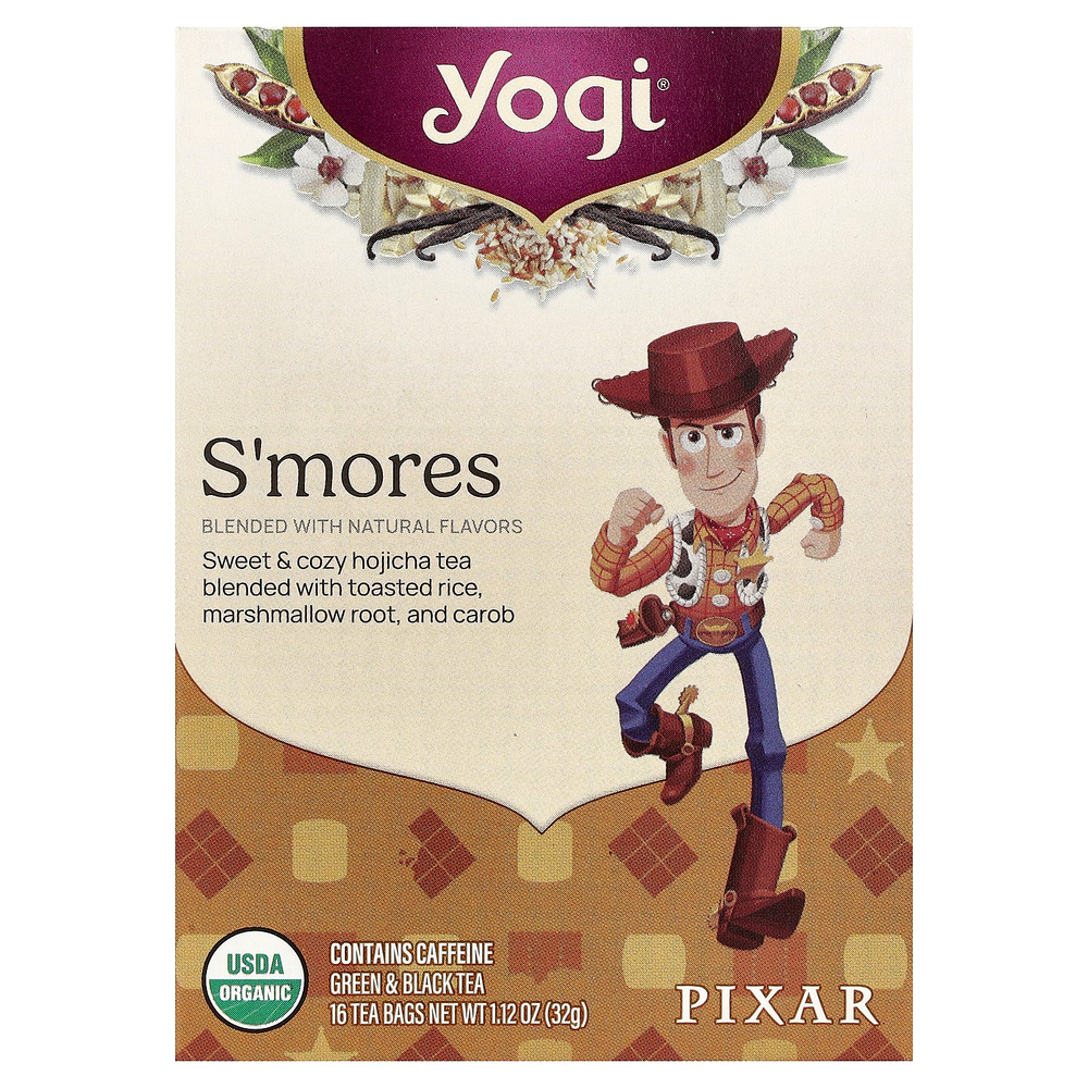 Yogi Tea, S'mores, зеленый и черный чай, 16 чайных пакетиков, 32 г (1,12 унции)