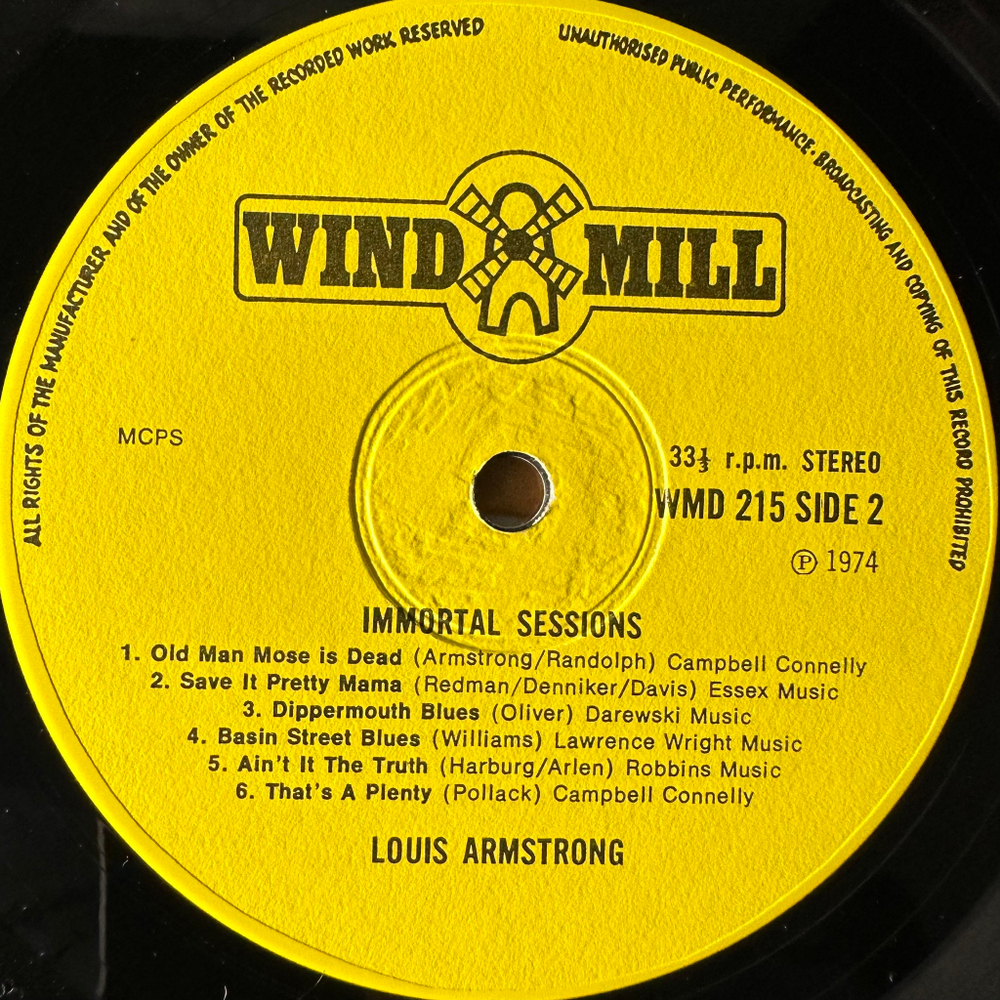 Louis Armstrong ‎– Immortal Sessions (Англия 1974г.)