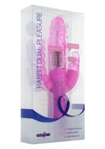 Розовый вибратор RABBIT DUAL PLEASURE с клиторальным и анальным стимуляторами - 22 см. (Цвет: розовый)