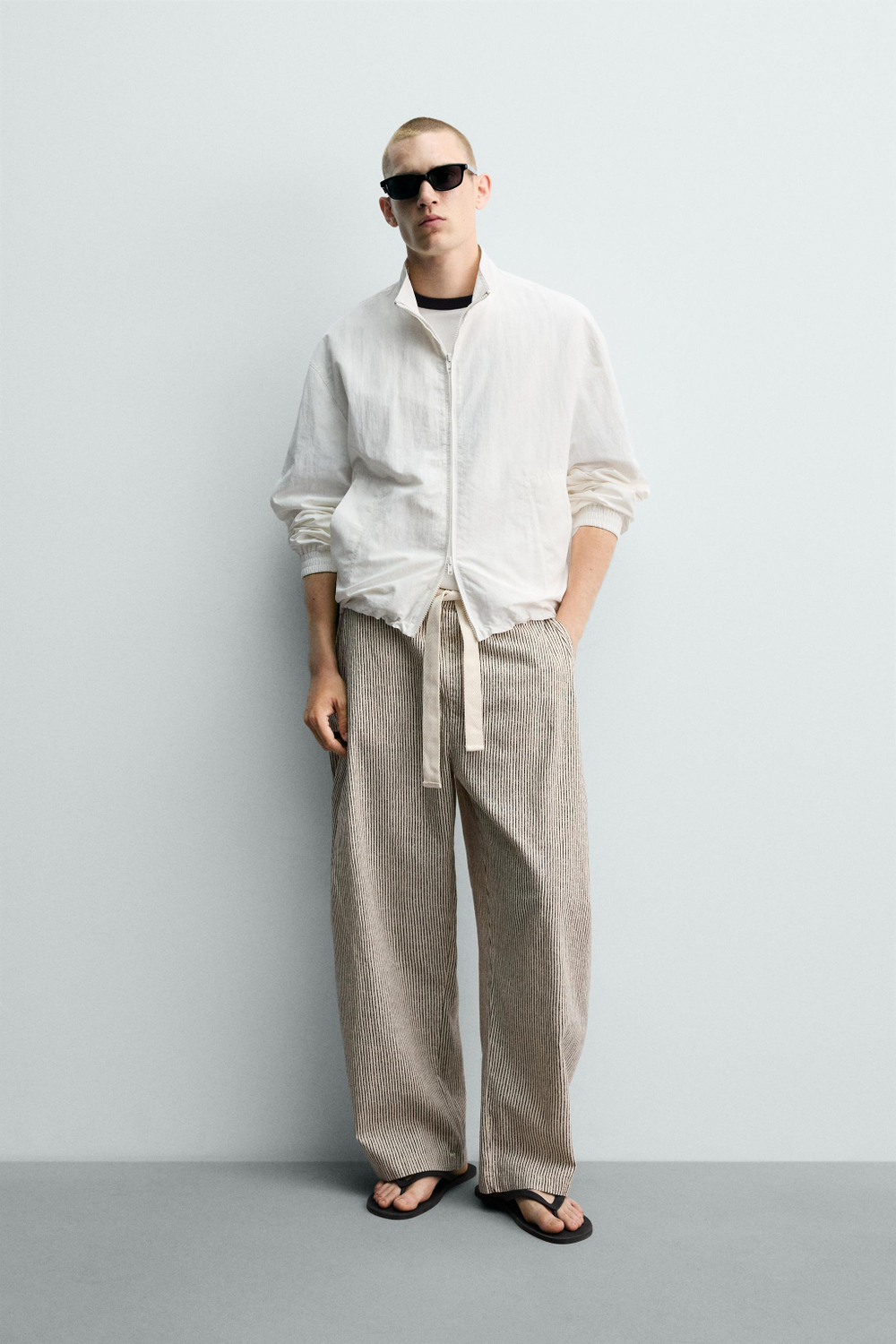БРЮКИ WIDE FIT В ПОЛОСКУ С РЕМНЕМ — ZARA