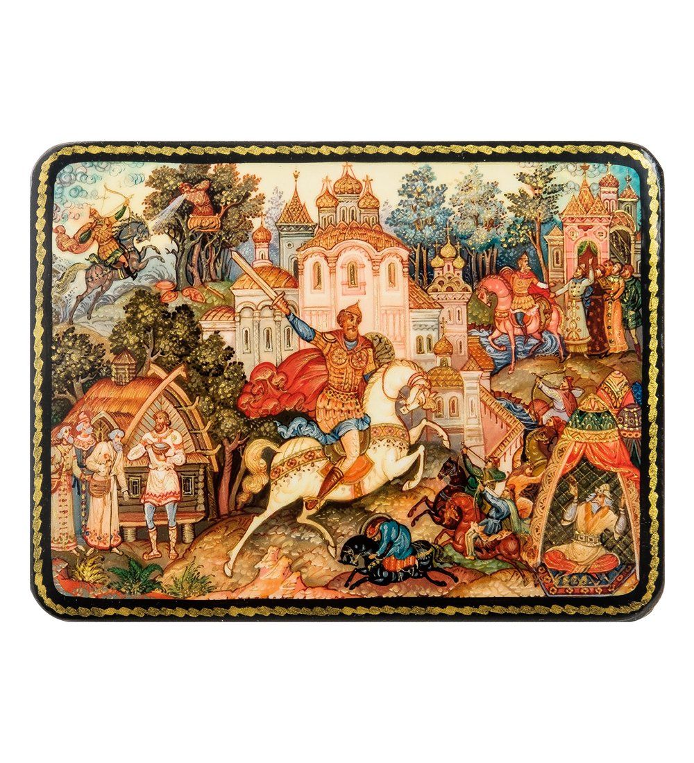 ШК-19/ 4-A Шкатулка в технике декупаж «Илья муромец» (10х8х3,5)