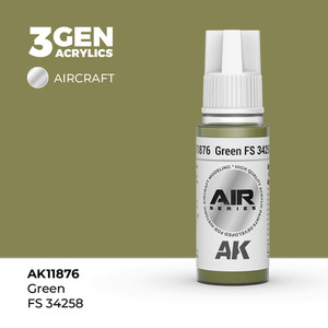 Акриловая краска AK Interactive Green FS 34258 3GEN AIR, 18мл