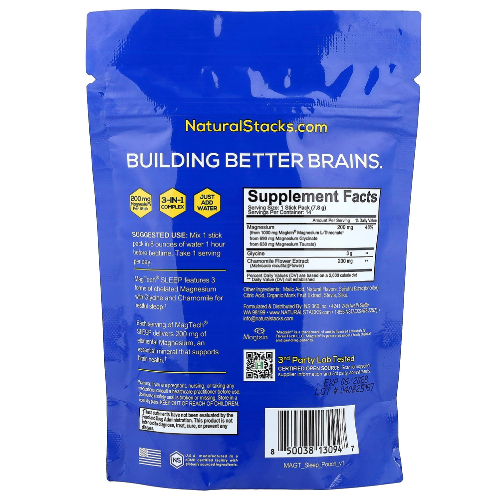 Natural Stacks, MagTech® Sleep, ягоды лаванды, 14 стик-пакетов по 7,8 г (0,28 унции)
