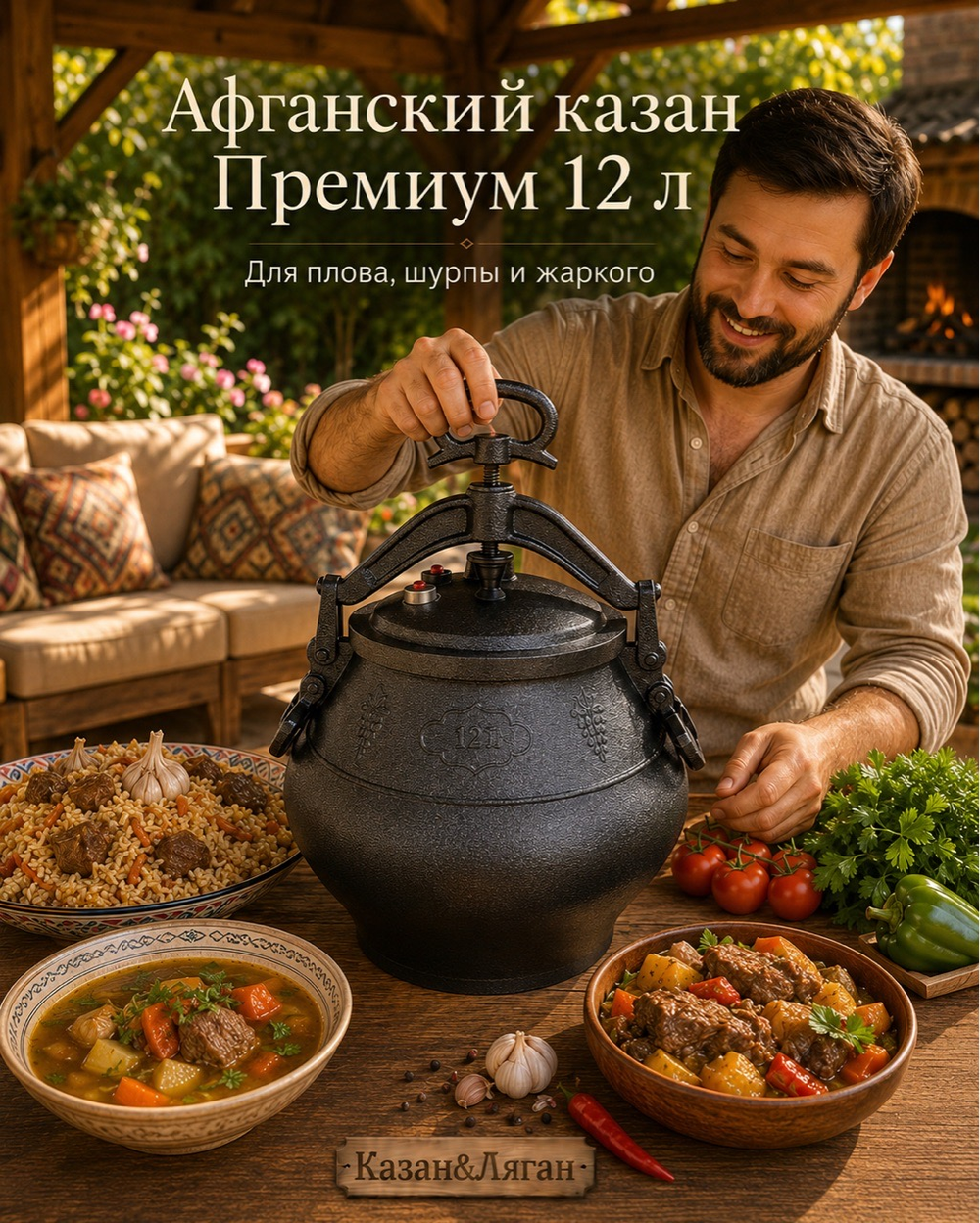 Афганский казан 12л черный Премиум MG