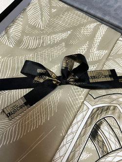 Постельное белье 2 спальное евро макси Roberto Cavalli Plumage Avorio светло-бежевое