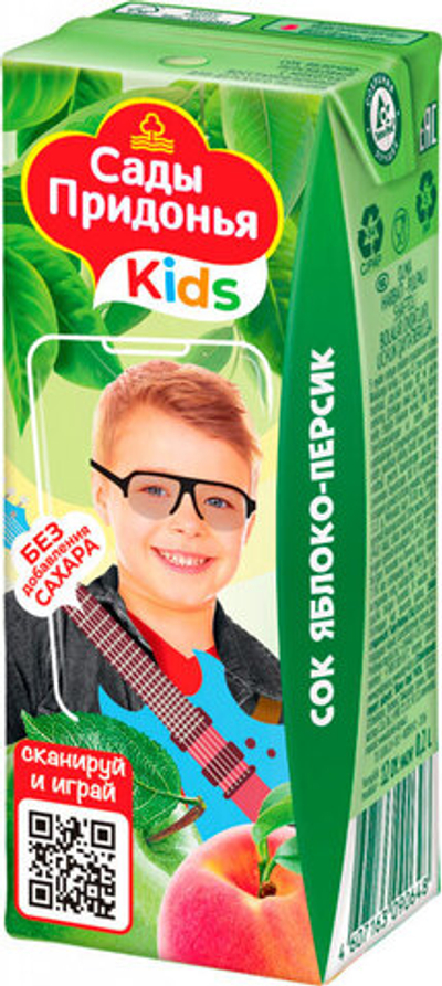 Сок Сады Придонья Kids Яблоко-Персик без сахара 0,2 л