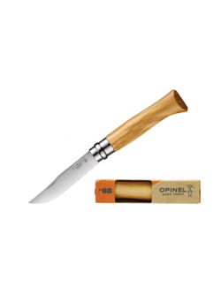 Нож Opinel №8, нержавеющая сталь, рукоять из оливкового дерева в картонной коробке, 002020