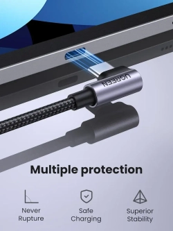 USB C кабель угловой L Угрин 60W с быстрой зарядкой