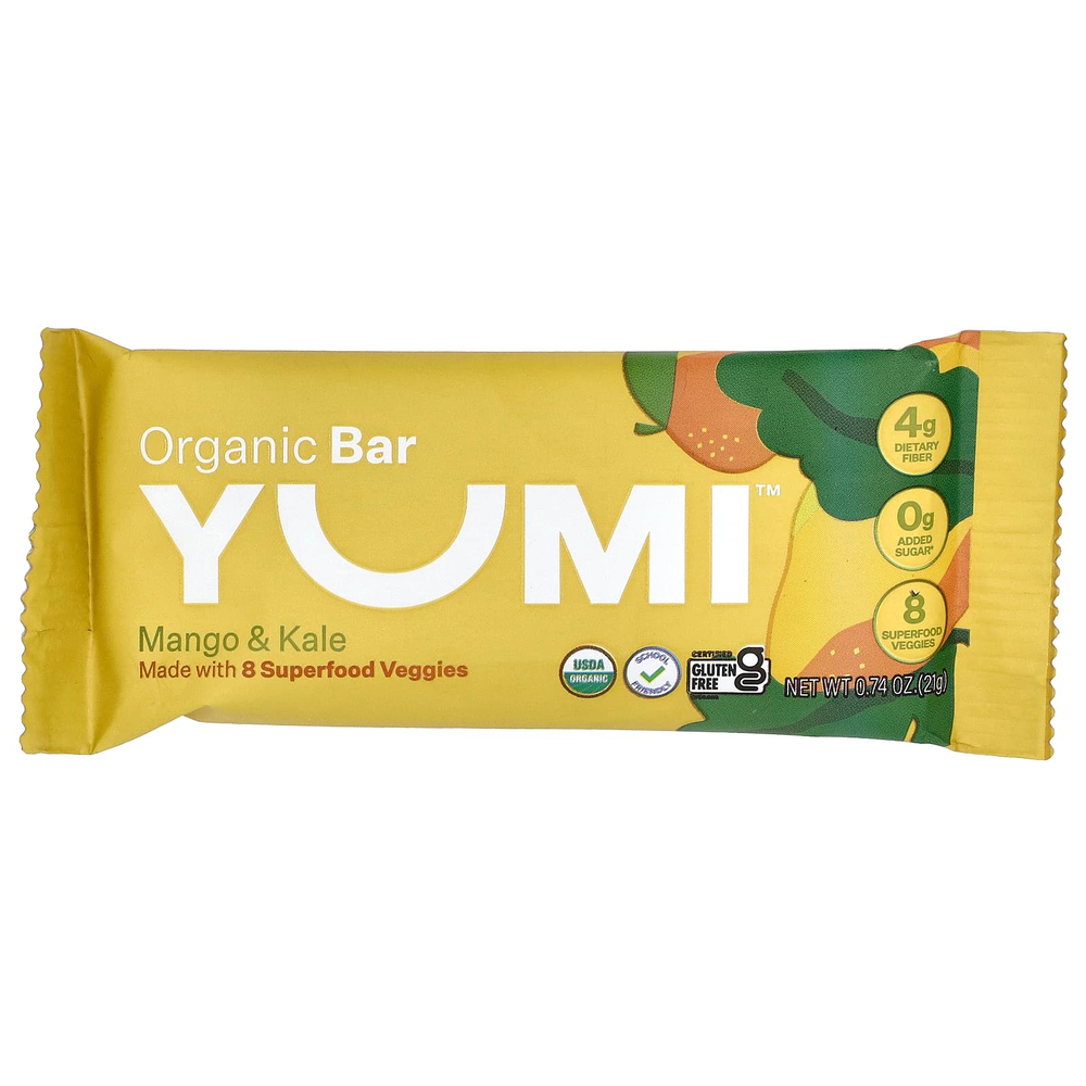 Yumi, органический батончик, для малышей, с манго и кудрявой капустой, 5 шт. по 21 г (0,74 унции)