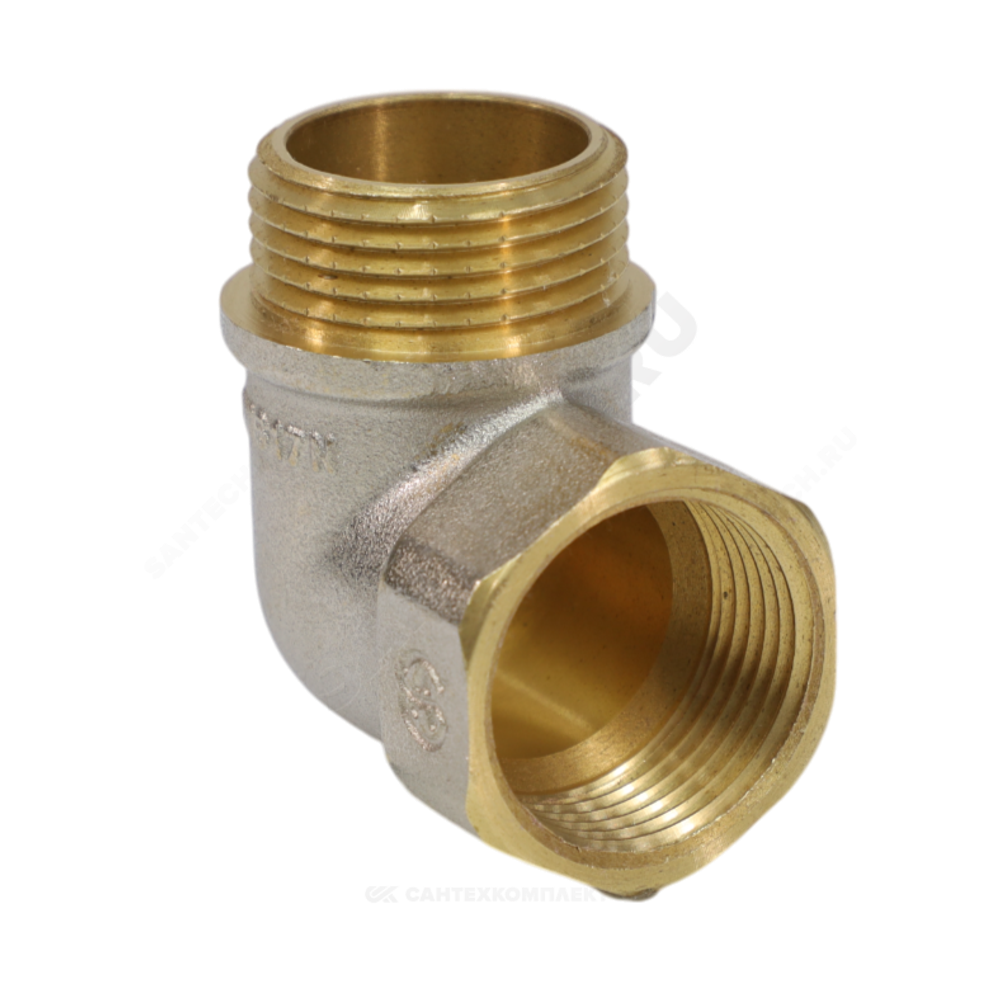 Угольник латунь никель Ду 25 (1") ВР/НР 9002 ГОСТ 32585-2013 Aquasfera 9002-03