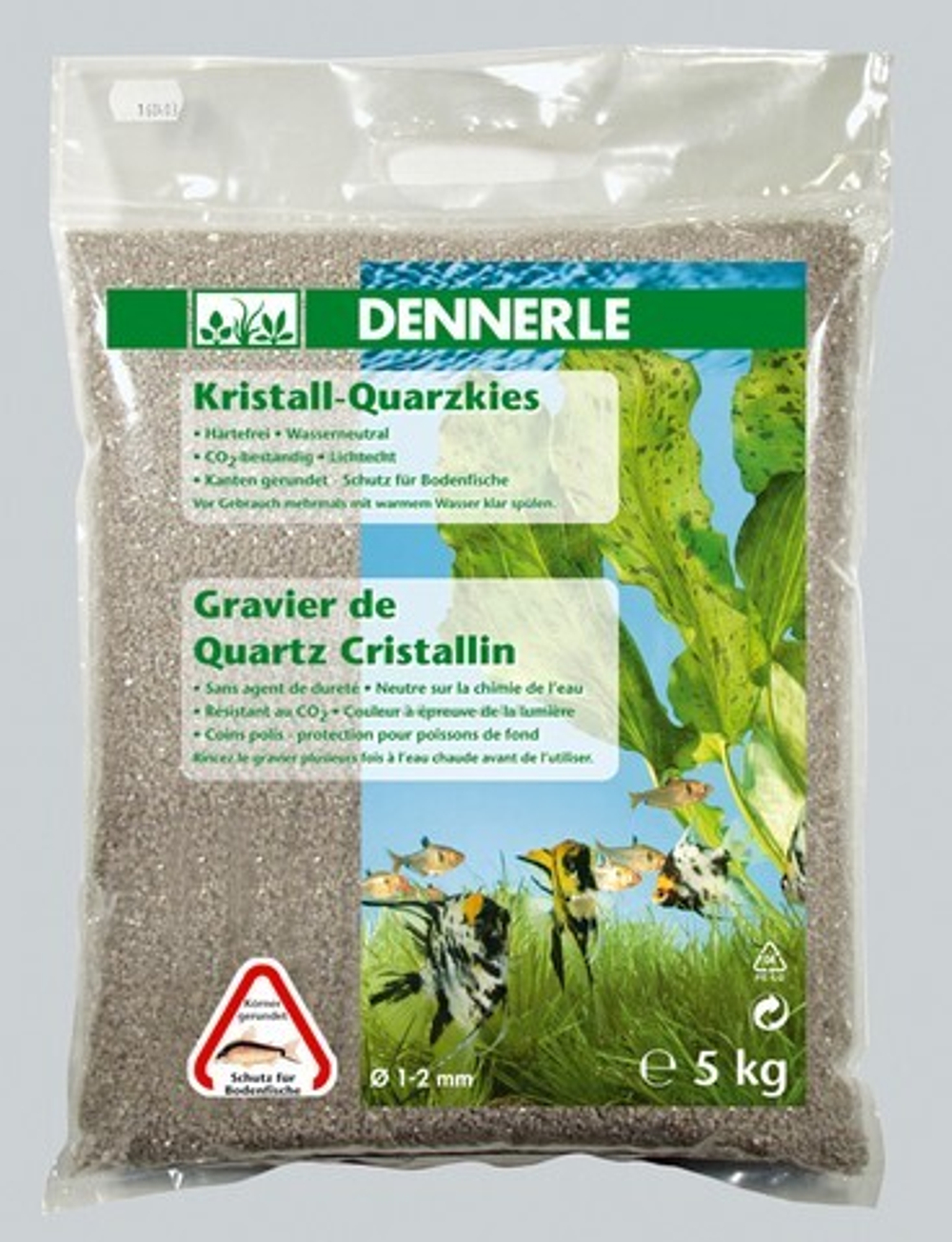 Dennerle Crystal Quartz - Натуральный аквариумный гравий, фракция 1-2 мм, цвет природный белый, 5 кг