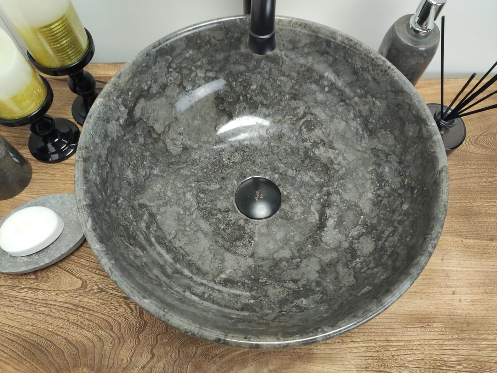 Раковина из мрамора Bowl Grey BM-60644 40x40x17 из натурального камня