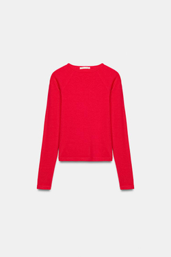 ZARA ФУТБОЛКА С РУКАВАМИ РЕГЛАН, КРАСНО-ОРАНЖЕВЫЙ