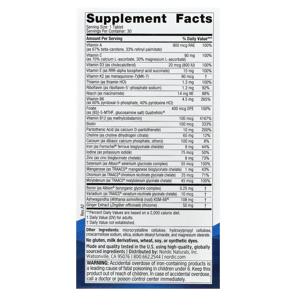 Nordic Naturals, Мультивитамины для женщин, 1 раз в день, 30 таблеток