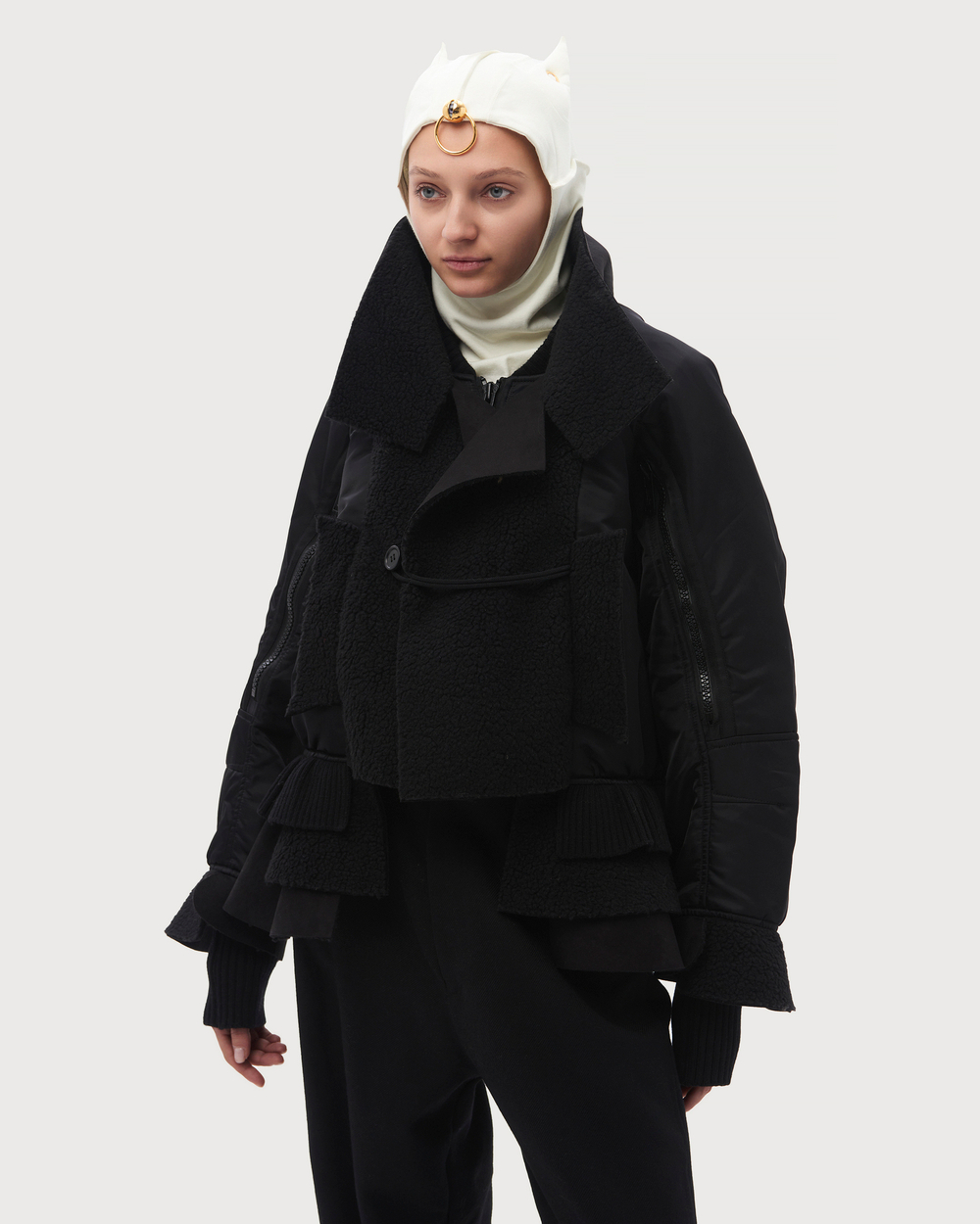 UNDERCOVER КУРТКА КОМБИНИРОВАННАЯ ЧЕРНАЯ