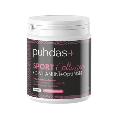 PUHDAS+ Sport Коллаген + Витамин C + OptiMSM, порошок 260 г (из Финляндии)