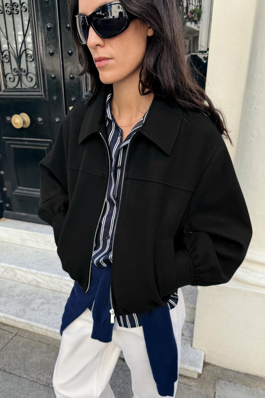 ZARA МЯГКАЯ КУРТКА НА МОЛНИИ, ЧЕРНЫЙ