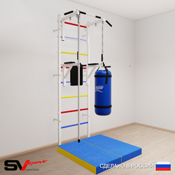 Шведская стенка Sv Sport усиленная 6706 (Турник стандарт/Брусья/Канат/Цепь/Мешок 22кг/Мат 1м)