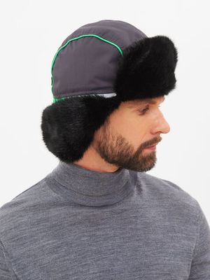 Шапка ушанка зимняя Yakutia цвет Тёмно-серый ткань Galaxy Breathable иск. мех Норка