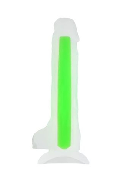 Прозрачно-зеленый фаллоимитатор, светящийся в темноте, Clark Glow - 22 см. (Цвет: зеленый)