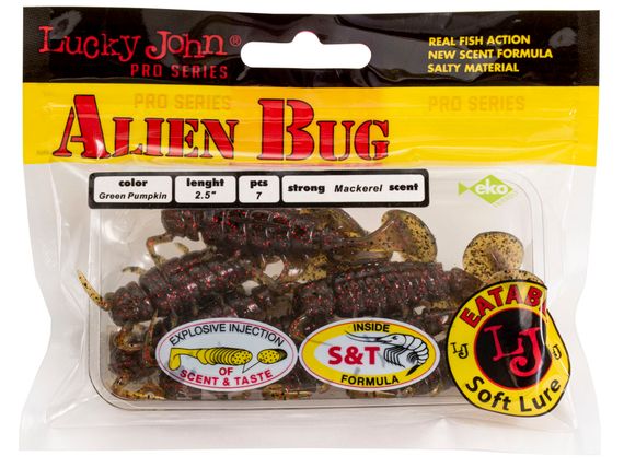 Виброхвосты съедобные LJ Pro Series ALIEN BUG 2,5in (6,35 см), цв. PA03, 7 шт.