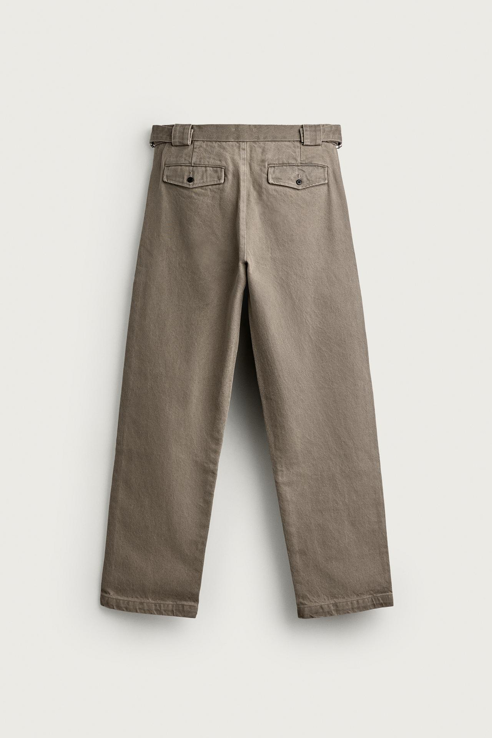 ZARA БРЮКИ ЧИНОС STRAIGHT FIT С ХЛЯСТИКАМИ, СВЕТЛЫЙ ХАКИ