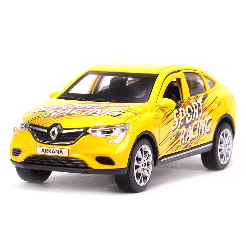 Модель ин. мет. "Renault Arkana спорт" 12см, двери, багаж, желтый, коробка ARKANA-12SRT-YE (Технопарк)