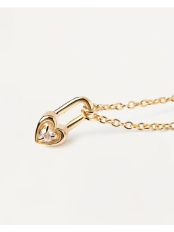 Колье женское PDPaola Heart Padlock серебро 925 пробы покрытое золотом 750 пробы CO01-510-U