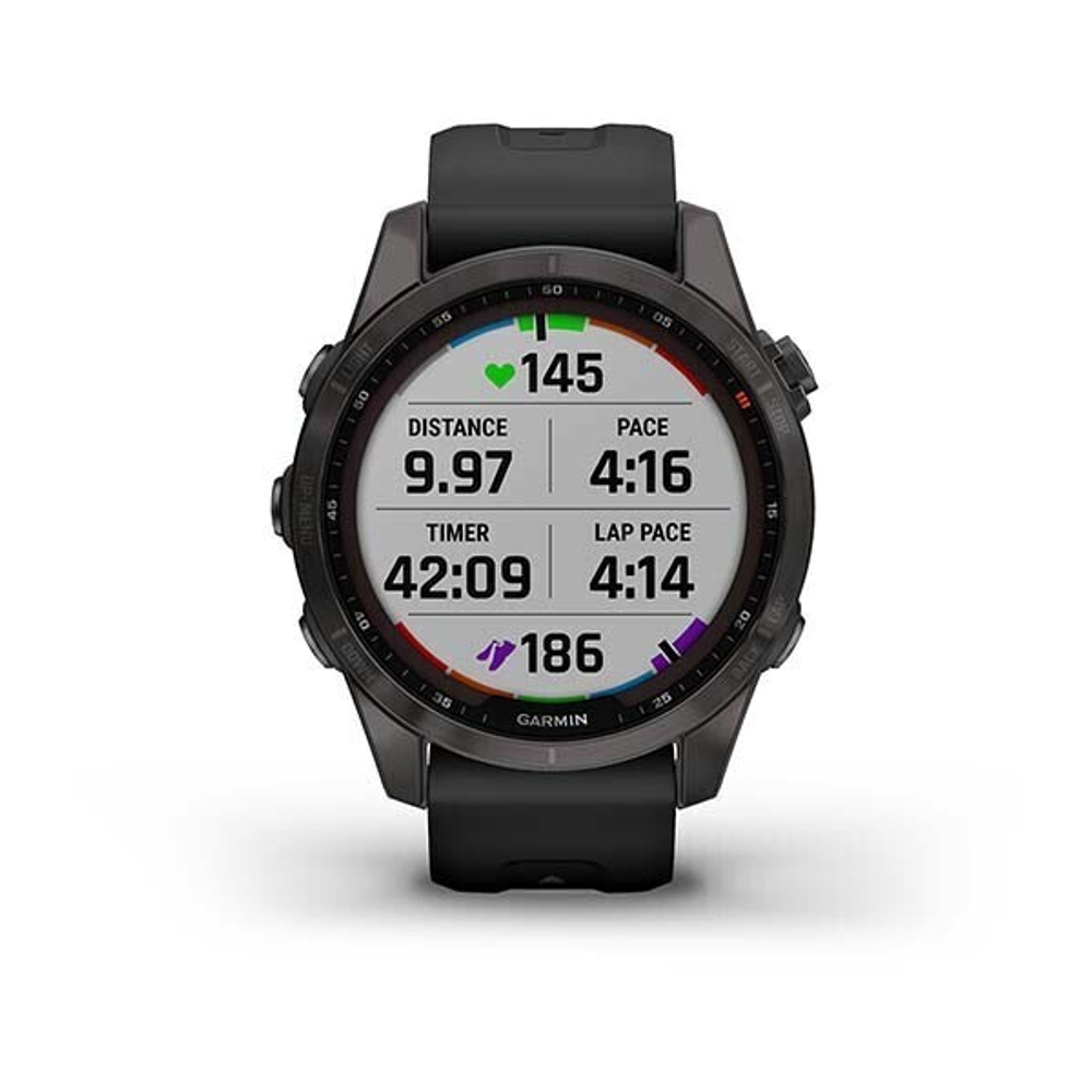 Умные часы Garmin Fenix 7 Sapphire Solar Титан DLC Carbon Grey с черным ремешком 47 мм