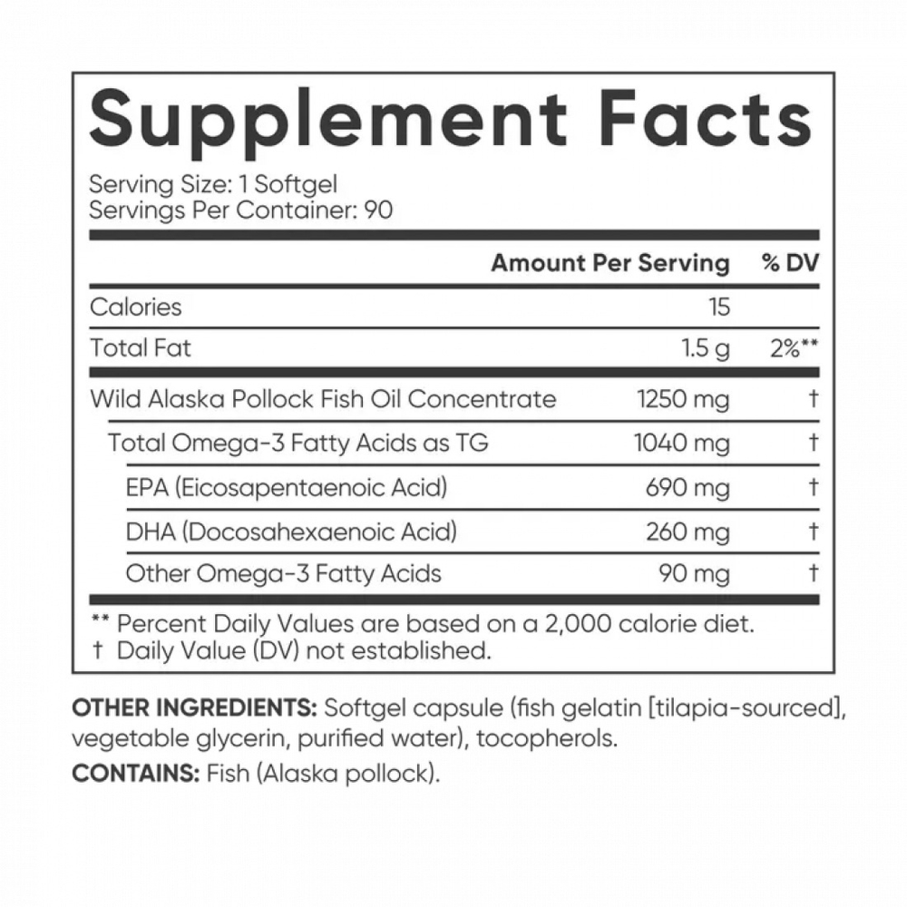 Sports Research Omega-3 Fish Oil, Омега-3 1250 мг, 90 гелевых капсул