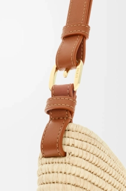 Loewe Сумка среднего размера Swing из рафии и телячьей кожи, натуральный/коричневый