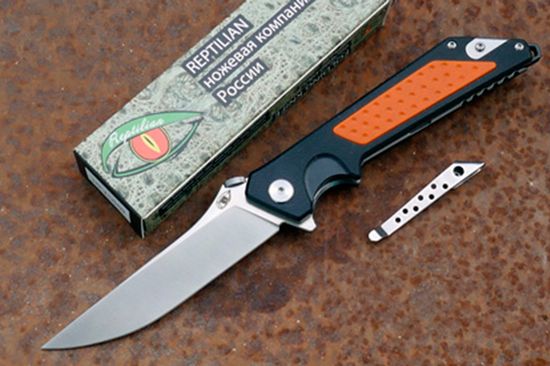 Складной нож Reptilian ВИСТ-02 c клинком из стали D2, рукоять G10