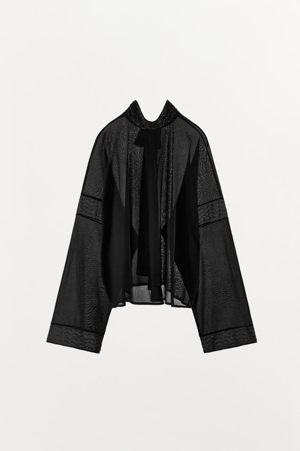 ZARA СТРУЯЩИЙСЯ ТОП С БУСИНАМИ, ЧЕРНЫЙ