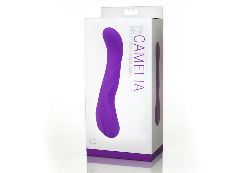 Фиолетовый вибромассажёр с загнутой головкой UltraZone Camelia 9X Silicone G-Spot Vibrator - 17 см. (Цвет: фиолетовый)