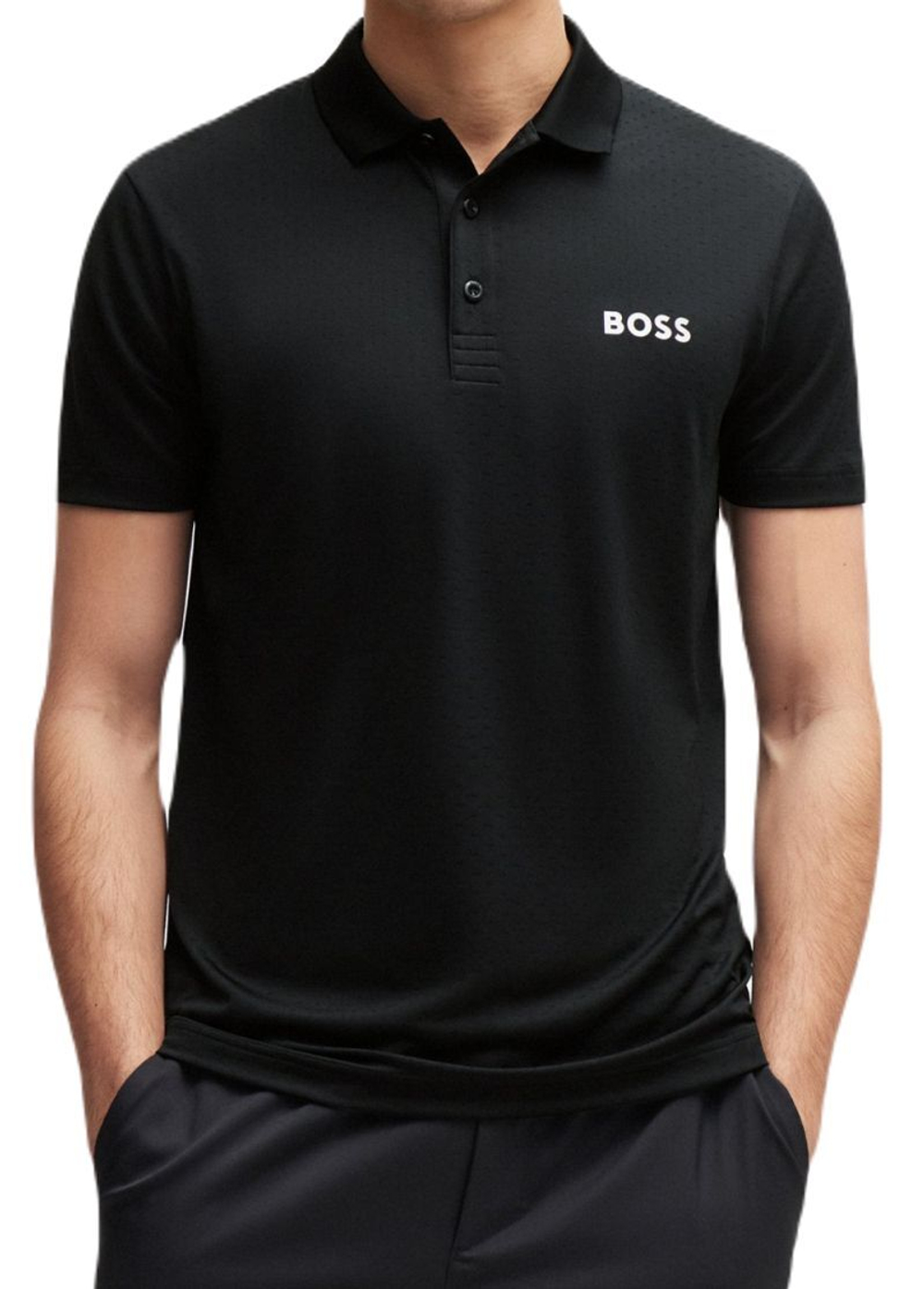 Мужское теннисное поло BOSS Paddytech Degradé-Jacquard Polo Shirt - black