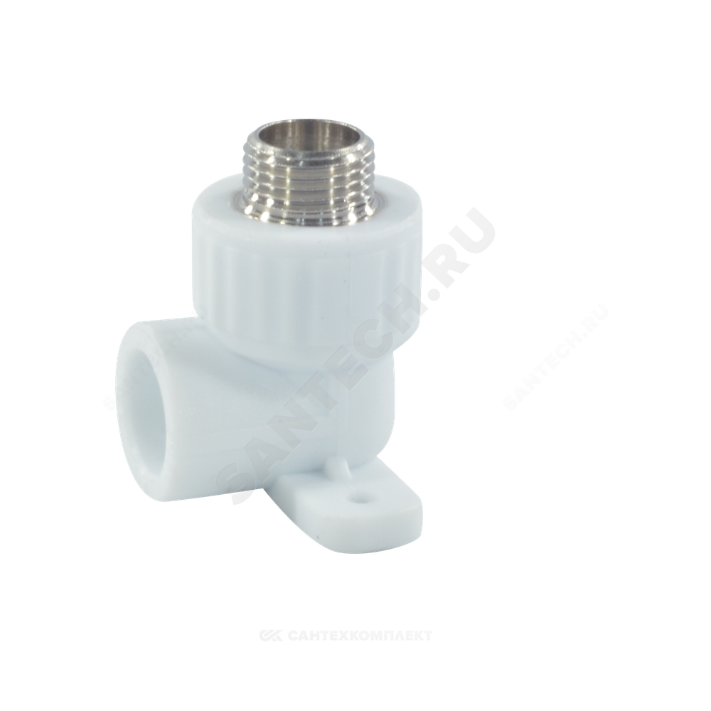 Угольник PP-R комбинированный белый Дн 25х1/2" НР с креплением VALFEX 10121025