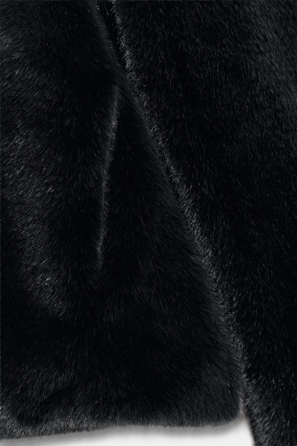 ZARA КОРОТКАЯ ШУБА ИЗ ИСКУССТВЕННОГО МЕХА, СЕРЫЙ