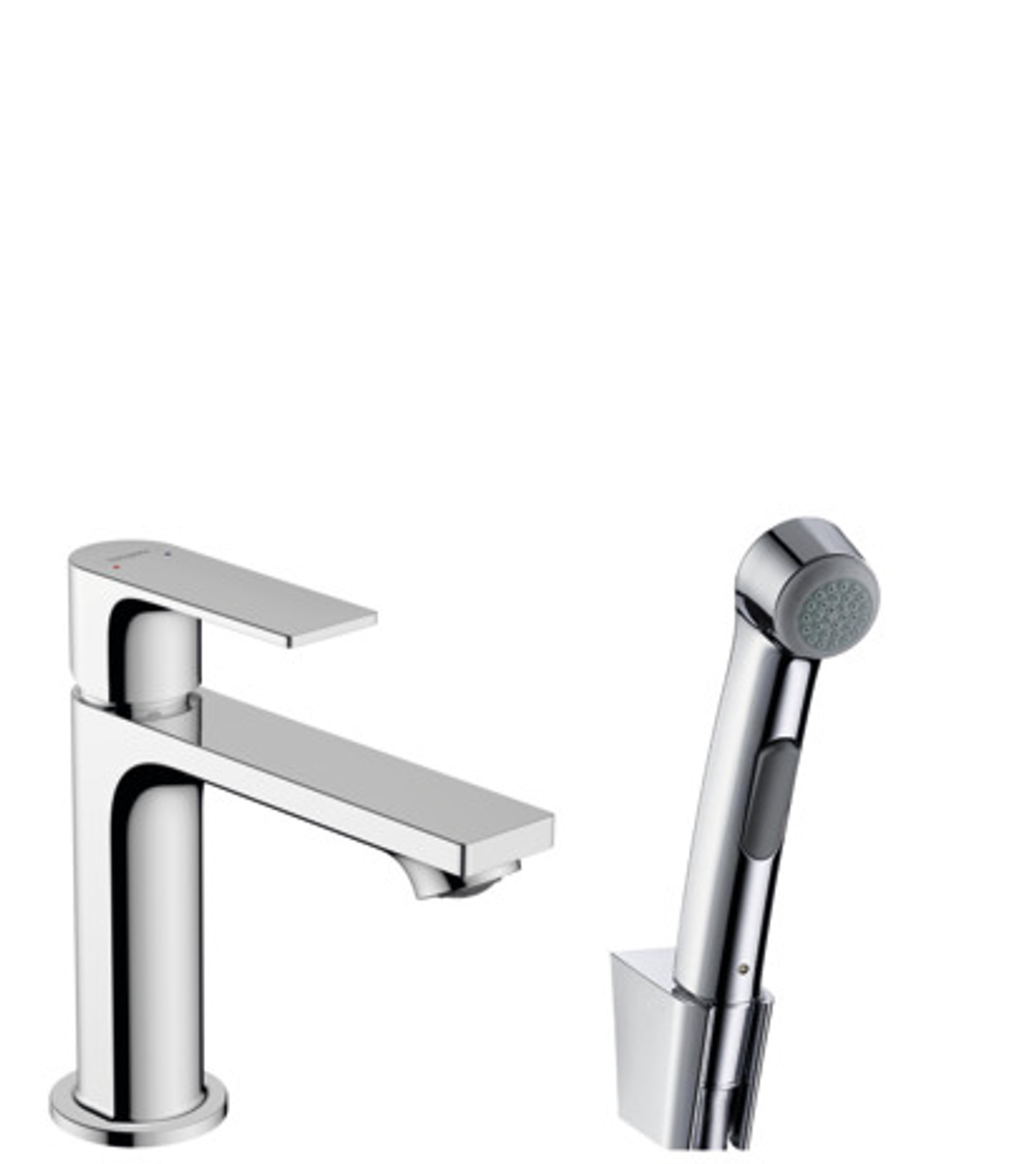 Смеситель для раковины Hansgrohe Rebris E 110, с душем бидетте, шлангом 160 72216000