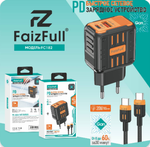 Зарядное устройство FaizFull FC182 GaN PD20W+QC3.0 3A Type-C+USB + кабель Type-C-Type-C
