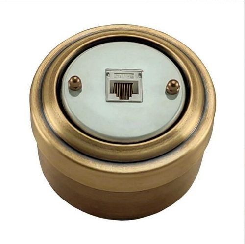 Ретро розетка компьютерная RJ45, Cat.5E, Бронза, VINTAGE Metal М1-27-21wt / Компьютерная