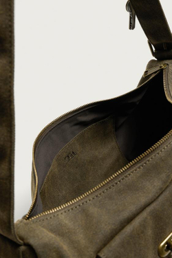 ZARA ТКАНЕВАЯ ПЛЕЧЕВАЯ СУМКА, КОРИЧНЕВЫЙ