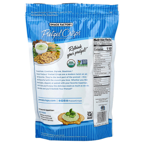 Snack Factory, Organic Pretzel Crisps, Original, 9.35 oz (265 g)