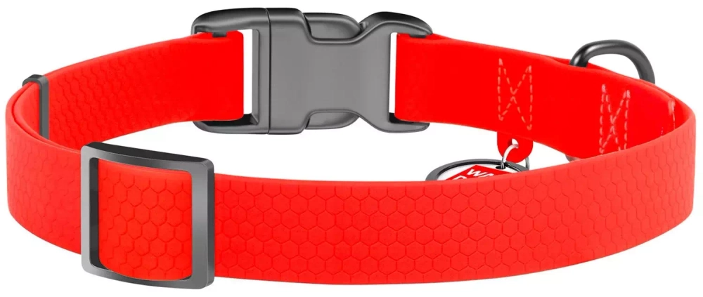 Ошейник водостойкий WAUDOG Waterproof c QR-паспортом, пластиковая пряжка-фастекс, Ш 20 мм, Дл 24-40 см красный