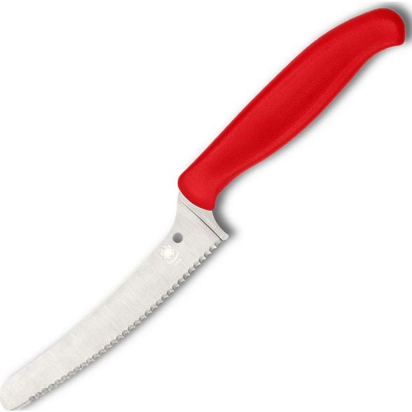 Цена наУниверсальный кухонный нож Spyderco Z-Cut Serrated Offset Kitchen, сталь CTS™ - BD1 Alloy, рукоять красный полипропилен
