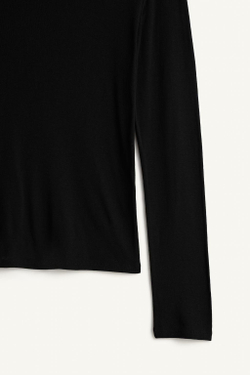 ZARA ФУТБОЛКА СВОБОДНОГО КРОЯ ИЗ ЛИОЦЕЛЛА И ШЕРСТИ, ЧЕРНЫЙ
