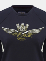 Свитшот жен. AERONAUTICA 1831 синий лампасы хаки