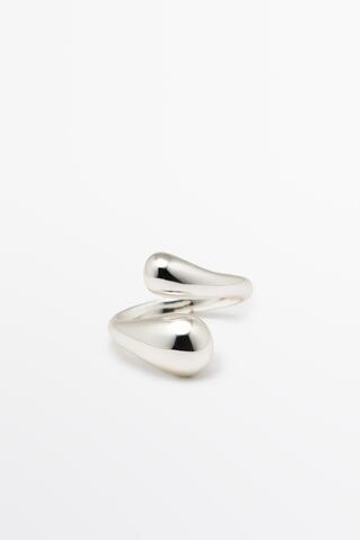 Massimo Dutti Кольцо с двойной каплей, серебряный