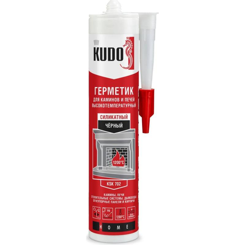 Герметик д/каминов и печей KUDO HOME силикатн. 1200С  черный  280мл / KSK-702