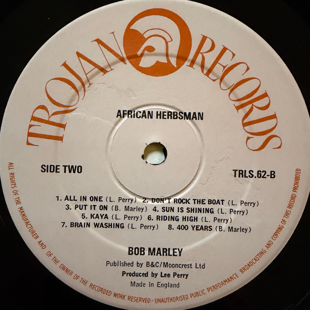 Bob Marley & The Wailers ‎– African Herbsman (Англия)